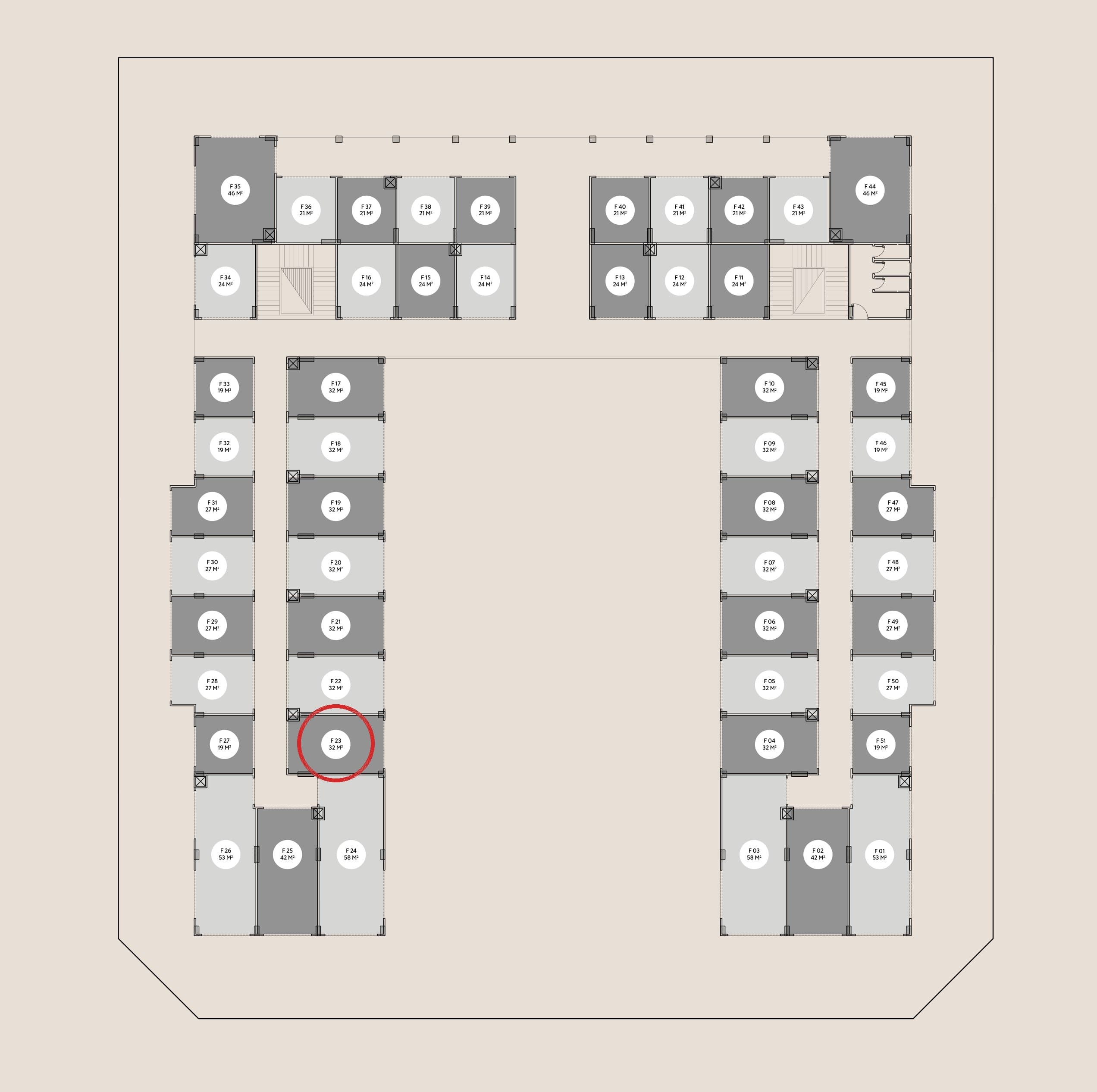 وحدة تجارية واجهة F-23 — 32 م² — الدور الأول 4