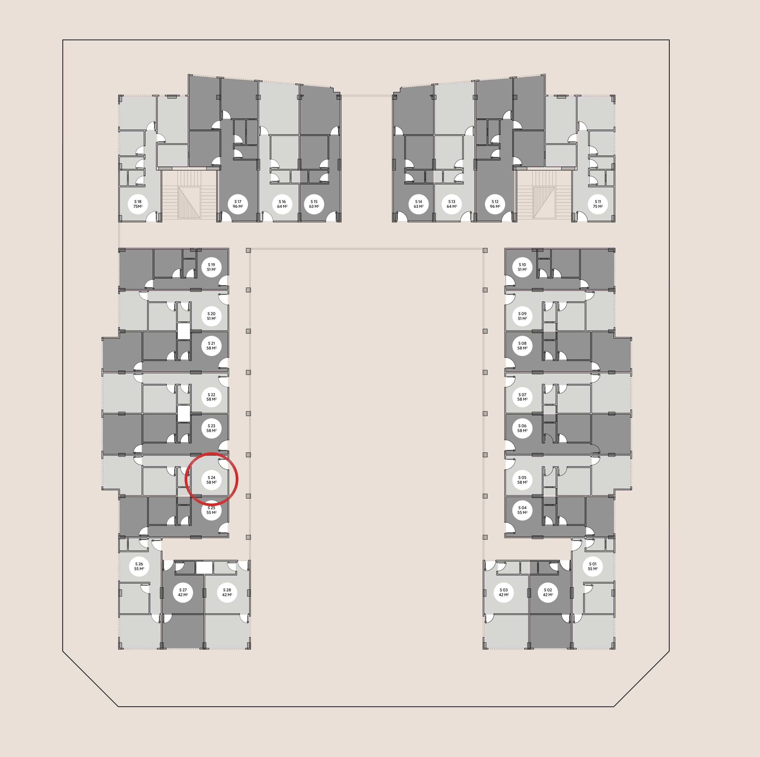 مكتب إداري واجهة S-24 — 58 م² — الدور الثاني 4